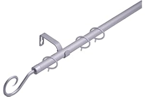 LISTER CARTWRIGHT 16-19 mm Extendable Metal Curtain Pole Rods Voile Easy Fitting Crook Satin Steel 120-210 cm