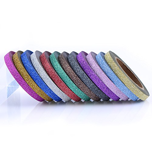 Outus 24 Stück Washi Band Handwerk Band Glitter Tapes Art Tapes Masking Tape für Kunst Handwerk und DIY, 12 Farben - 3
