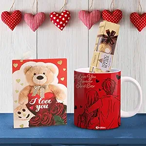 ARCHIES Valentine Love Gifts Pair Combo Pack of 3 |1 Ceramic Mug| 1 Ferrero Rocher Chocolate |Greeting Card|Valentines Day|Romantic Gift for Girlfriend,Boyfriend,Wife,Husband|Anniversary-VMUG214_GC_FR