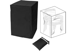 AYGCI Abdeckung für Stapelstühle Schutzhülle für Gartenstühle Stuhlabdeckung Garten Abdeckhaube 210D Oxford Wasserdicht Abdeckplane für Stapelstuhl Schutzhülle Gartenstuhl Schwarz,68x68x72cm