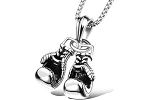 YERDOS Boxing Gloves Pendent Necklace - Boxing Necklace for Men - Stainless Steel Boxing Gloves Fashion Women Necklace 60cm Chain