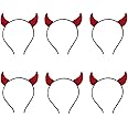 N/P Halloween Red Devil Horns Headband for Costume Party Pack of 6 Girls Christmas Party Decoration Cosplay Costume Halloween Headwea