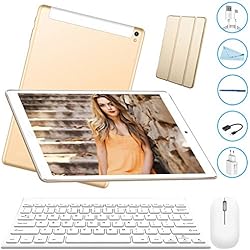Tablet 10 Pulgadas 3GB+32GB, Octa Core，Android 7.0, Dual SIM, 3G Tableta de función de Llamada , Batería de 8000 mAh, WiFi/ Bluetooth/GPS/OTG, V Mobile , Golden (805-02)