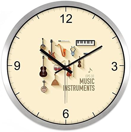 gerewe Wall Clock simple decoration,not calm 12-inch metal framework quartz watches,round modern personality Piano-O 14PO
