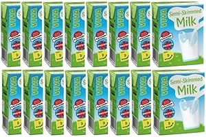 FUNTASY GIFTS VIVA Semi Skimmed Milk 200ml x 16 - UHT Milk Cartons Ideal For School or Travel Natural Source of Calcium and Protein