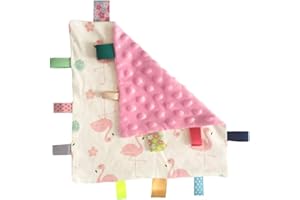 Eyands Baby Tag Blanket, Cotton and Plush Soft Taggy Blanket with Tags, NO Crinkle Sound Lovely Label
