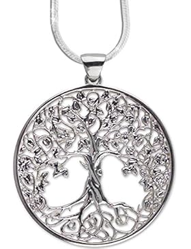 Anhänger Lebensbaum Amulett Baum des Lebens 925er Silber Schmuck rhodiniert Heilung mit 1,2mm Schlangenkette 45...