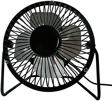 Runnept 4Inch Mini USB Fan, Aluminium Frame and Blades, Table-Use Mini Fan with 3 Anti-vibration Rubber Rings,360 Degree (Black)