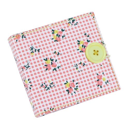 BUTTON IT Honey Pot Floral Coral Pink Needle Wallet with Polka Dot Lining.