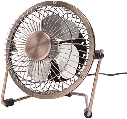 Dreamiracle Mini USB Desk Fan, Small Quiet Metal Desktop Table Personal Fan with 3.9 Feet USB Cable, Great for Office Room (4 inches, Bronze)