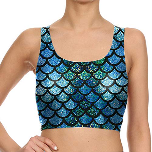 Belsen Women's Mermaid Fish Scale elasticity Leggings Pencil Pants Vest