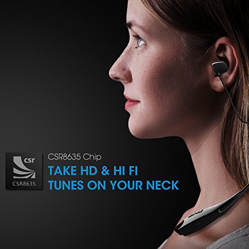 Mpow Jaws [Gen-3] Bluetooth Headphones Call Vibrate Alert Wireless Neckband Headset Stereo Noise Reduction Earbuds w/Mic