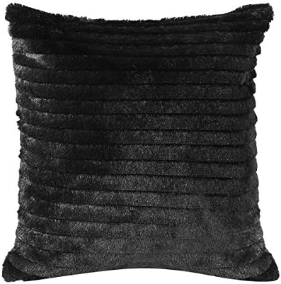Loup, Black faux fur cushion throw pillow in 40 x 40 cm, fake fur