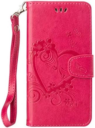 Samsung Galaxy Note5 Case, LTWS PU Leather Flip Cover Case Wallet Stand Cover Side Magnetic Closure Book Style with Card Slots Butterfly Floral Design Phone Cover for Galaxy Note 5, Rose Color