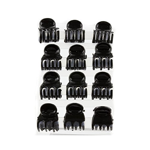12 pcs Black Plastic Small Mini Hair Claws Clips Grips Hair Accessories By Mytoptrendz®