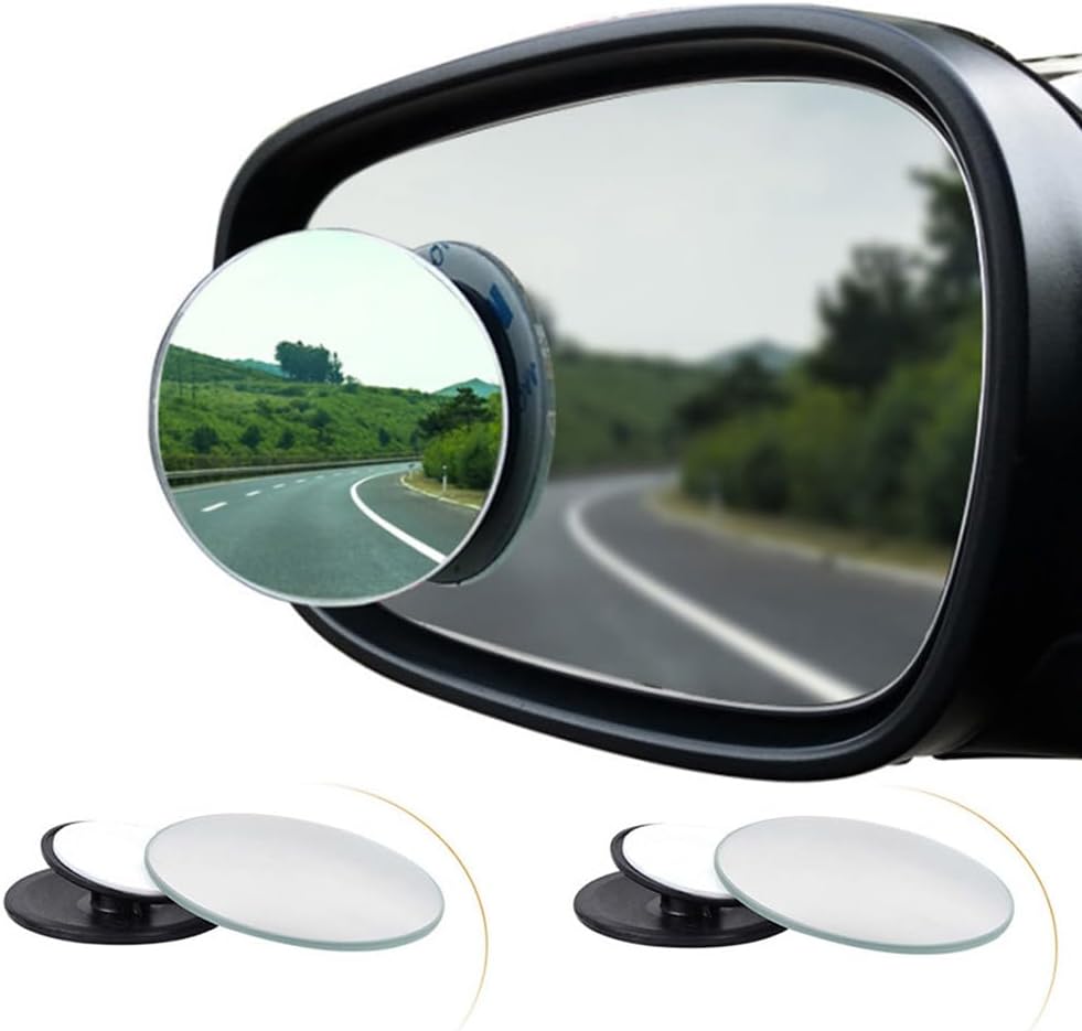 Spurtar Blind Spot Mirrors for Cars, 2 Pack Round Frameless Blind Spot Adhesive Waterproof 360° Rotate Adjustable HD Glass Convex Side Mirror for Car SUV Van Truck Universal