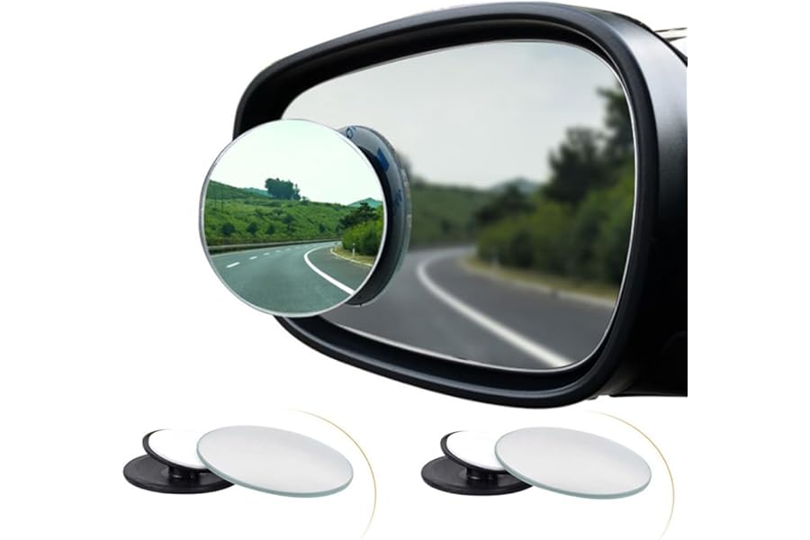 Spurtar Blind Spot Mirrors for Cars, 2 Pack Round Frameless Blind Spot Adhesive Waterproof 360° Rotate Adjustable HD Glass Convex Side Mirror for Car SUV Van Truck Universal