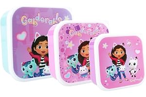 My sweety pop - Juego de 3 cajas de aperitivos - fiambrera - para niños - guardería - jardín de infantes - escuela - vacaciones - comida - 11,5 cm (Gabby et la Maison Magique - rosa/morado/azul)