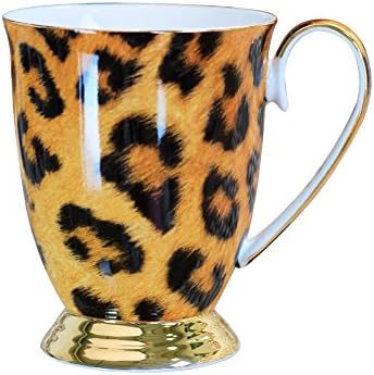 Bone China Ceramic Tea Cup Coffee Cup Mug,Leopard-Print,Brown And Black