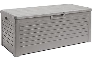Toomax baule Florida con seduta, finitura effetto legno, colore grigio tortora, dimensioni cm 148x72x60h.