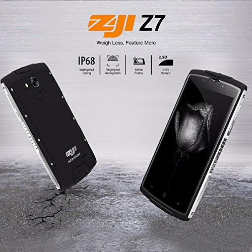 HOMTOM ZOJI Z7 Smartphone- IP68 impermeabile, 5.0â€˜â€™ HD Display Android 6.0 4G Telefono Cellulari, MT6737 quad core 1.3GHz, 2GB RAM 16GB ROM, 13MP+5MP Camera, Dual SIM, Fingerprint recognition, WiFi/GPS/OTA/OTG Cellulare - Arancione