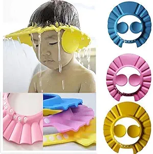 SWARG Adjustable Safe Shower Baby Cap New Soft Bathing Wash Hair Eye Ear Protector Hat