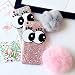 Produktbild iPhone 7 plus Strass Glitzer Bling Handy Hülle Glänzende Augen Case Cover Handy Tasche Etui Flaumig Flauschig Puschel PomPom Pom Pom Smiley Glitzer Schutzhülle Shining Glitzer Kristall Diamant Bumper Glänzende Silikon Handyhülle Silber / Grau