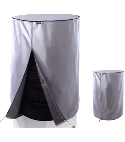 MaxEarn Autobandentas, diameter 80 cm x hoogte 117 cm, universele bandenafdekking voor 4 banden, 210D Oxford bandenopbergtas met reflecterende strepen, autobandenhoes met ritssluiting en trekkoord