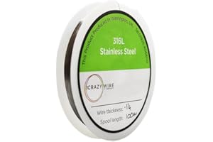 THE MESH COMPANY 316L Medical/Marine Grade Stainless Steel Round Wire | 0.1mm (38 AWG 95.49 Ωm) (200 Metre Spool)