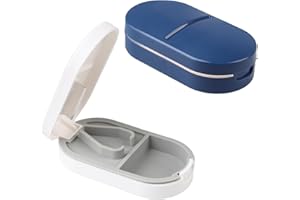 DAJISI 2PCS Small Pill Cutter, Pill Splitter Pill Cutter with Blade Tablet Breaker for Small or Large Pills,Tablet Cutter for Pills Portable Pill Splitter (Blue&White)