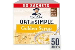 SIODITIN Quaker Oat So Simple Golden Syrup Porridge 50x36g | Packaging May Vary| 100% Wholegrain | Oat so Simple | Family & Share Pack | Read in 2 Mins | Sold by Essential Products
