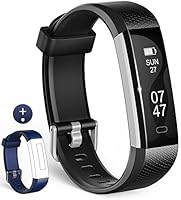 Wesoo Fitness Tracker, K1 Fitness Armbänder mit Ersatzband, Schrittzähler Armband mit Schlafmonitor Kalorienzähler Wecker Anruf SMS Whatsapp Beachten für iOS Android Smartphone (Schwarz/Blau Bänder)