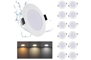 Grebeam 12 * 5W LED Downlight Platt, Badrumsspotlight IP65, Varmvit Neutralvit Kallvit 3000K/4000K/6000K, LED Takspotlight 80