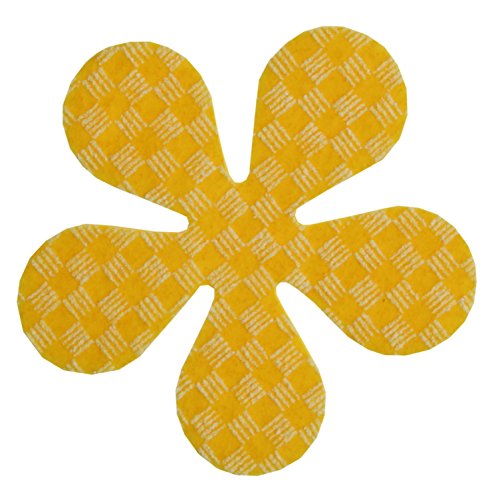 6er Set Glas-Untersetzer von MACOSA HOME Waschbare Filzuntersetzer mit Anti-Rutsch Rückseite in Blüten-Form. Hochwertige Getränkeuntersetzer in fröhlichen Farben. (Gelb) - 3