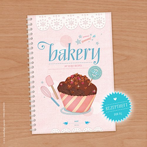 Preisvergleich Produktbild YUMMY BAKERY Süßes rosa Rezeptbuch A5 zum Selberschreiben für deine Backrezepte!