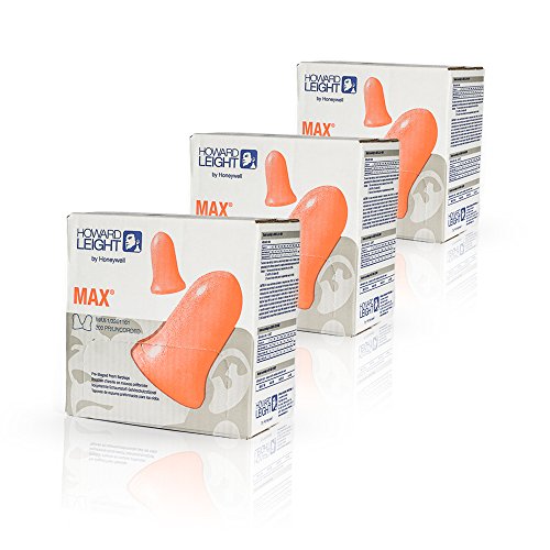 200 Paar (400 Stück) Ohrstöpsel / Gehörschutzstöpsel von Honeywell HOWARD LEIGHT Max (Max-1) - Gehörschutz mit SNR 37dB - Paarweise hygienisch und praktisch verpackt