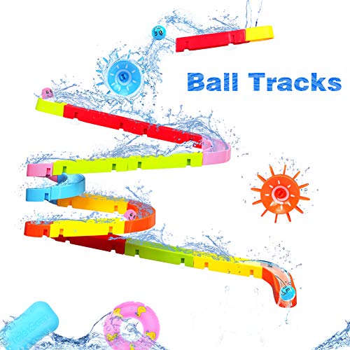 Ball Track Game, Bath Toys Kids Bathtub Toys Shower Toys, DIY Colorful Construction Kit Building Blocks Toys f