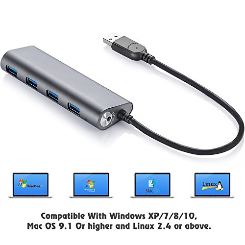 Laptone 4-Port USB 3.0 Datenhub für Apple MacBook, MacBook Air, MacBook Pro, Mac Mini, iMac, MacPro, Windows Laptops und Ultrabooks, sowie PCs und weiteren USB 3.0 kompatiblen Geräten - 6