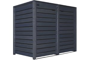 LUKADRIA Wheelie Bin Box 240 L Wheelie Bin Cover Wheelie Bin Container Wood Pre-impregnated in Anthracite with Back Panel Mod.HH (2 Bins)