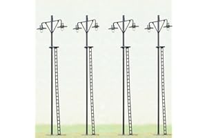 YUETTYY Modèle de lampadaire de chemin de fer, 4 pièces HO Scale LED Yard Light Street Model pour petit paysage, lampes de jardin, accessoires de trains
