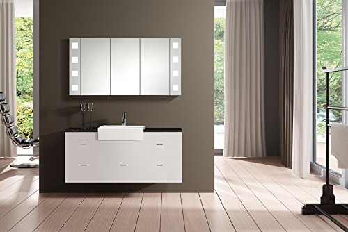 Eurosan 3-türiger Spiegelschrank, Superflach, Integrierte LED-Frontbeleuchtung, Breite 120 cm, Weiß, New York, NY120 - 6