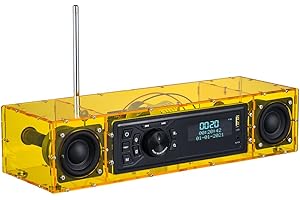 AOVOTO ALK103 FM/DAB Radio Do It Yourself (fai da te) Kit con alloggiamento in acrilico, set DAB+/FM fai da te con modalità sveglia e display LCD e scatola audio stereo (giallo)