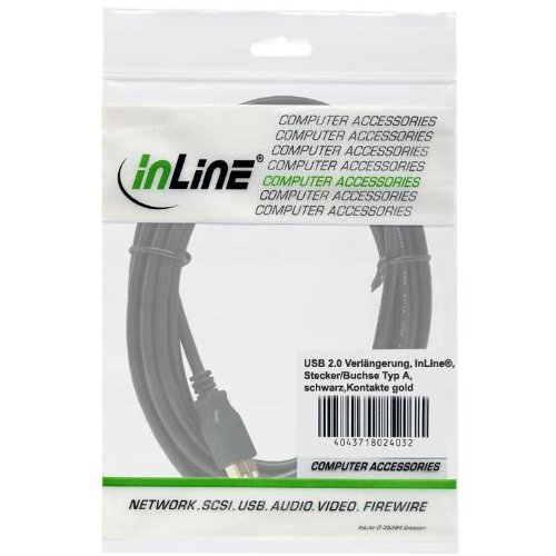 InLine 34603S USB 2.0 Verlängerungskabel (Stecker-auf-Buchse, Typ A, 3m) schwarz - 2