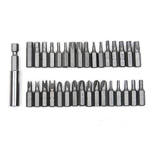 Fortag 33 tlg 1/4″ Sechskant Tri-Wing Torx Tamper Proof Schraubendreher-Bit Magnetischer Bitsatz Spezialbitsatz Schraubendreher Schlüssel Star Hex Halter Rod Sicherheit für Sicherheits-Torxschrauben 6.35mm. - 2