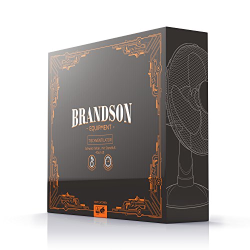 Brandson – Tischventilator 40cm / Windmaschine | Tisch Ventilator mit 3-Leistungsstufen | Leistungsaufnahme 50W | angenehmes Betriebsgeräusch | Neigungswinkel ca. 30° | Oszillation ca. 85° | schwarz / silber - 5