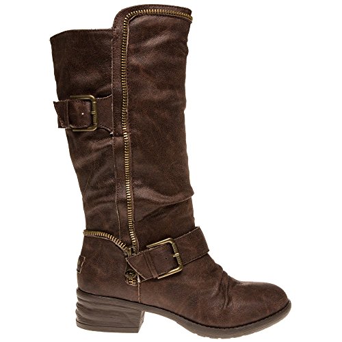 Rocket Dog Womens Ladies Brown Biker Boots Size 4