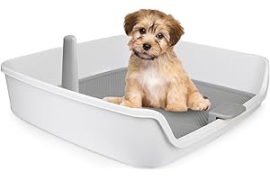 ALL FOR PAWS Dog Pee Pad Holder, Dog Potty Tray with Removable Post, Great for Large Size Dogs Raised Sides, Large Space, Shed Proof Pet Toilet