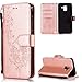 Produktbild FNBK Hülle Kompatibel mit Samsung Galaxy A6 Plus 2018 Hülle Leder Rosegold Löwenzahn Blumen Handyhülle Holster Leder Flip Wallet Tasche Stand Case Card Slot Magnetverschluß Kratzfestes Schutzhülle