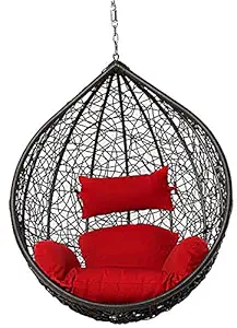 Jhula King Hanging Swing Chair with Cushion & Spring Outdoor || Indoor || Outdoor || Living Room || Balcony || Garden || Patio || Home Improvement (Standard) (7 Color Variants) (Black)