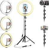 Boltove 10-Inch LED Ring Light with Adjustable Stand Perfect for Photography, Makeup, and Live Streaming Dimmable Brightness,